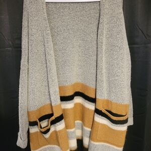 Maurices Gray and Tan Striped Cardigan